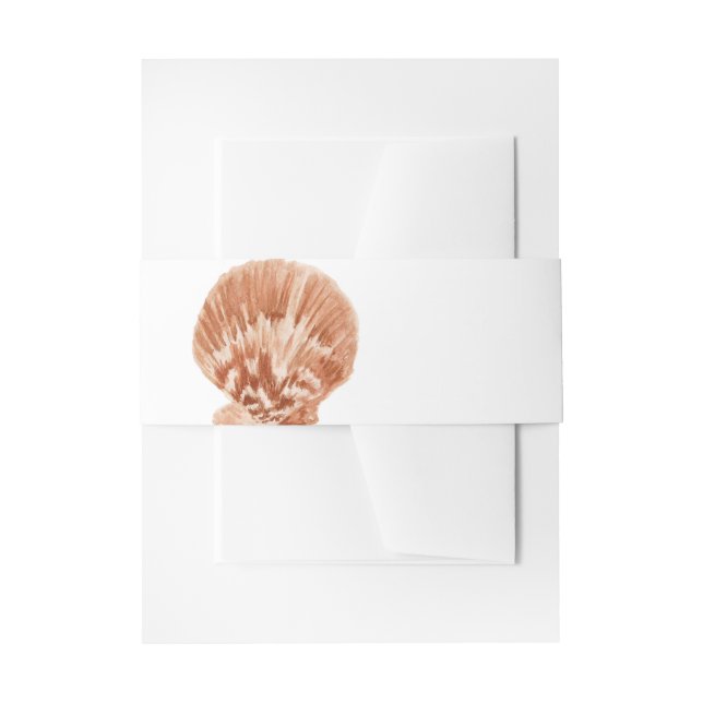 Cintas Para Invitaciones Minimal Sea Shell Invitation Belly Band (Tan) (Anverso Ejemplo)