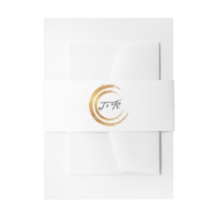 Cintas Para Invitaciones Mínimalismo Monograma Oro Blanco Negro Anillos ini