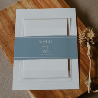 Cintas Para Invitaciones Minimalist Blue Beige Wedding