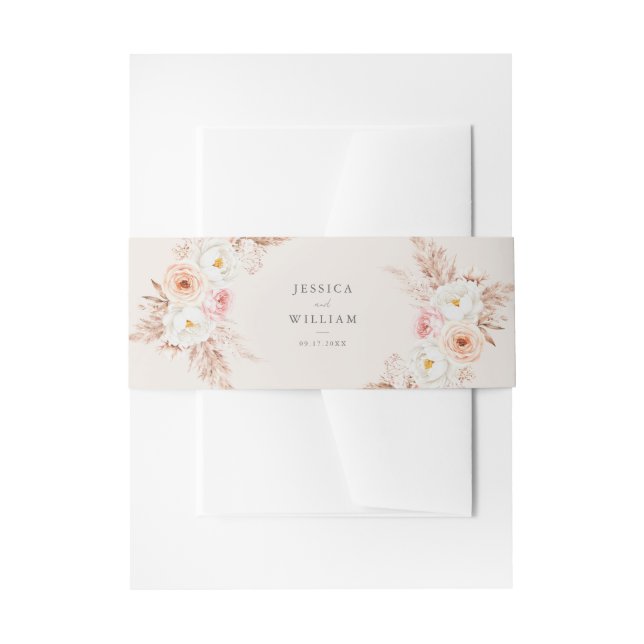 Cintas Para Invitaciones Minimalist Boho Fall Floral Wedding (Anverso Ejemplo)