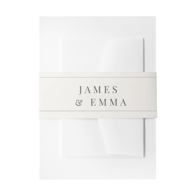 Cintas Para Invitaciones Minimalist Botanical Wedding | Warm White (Anverso Ejemplo)
