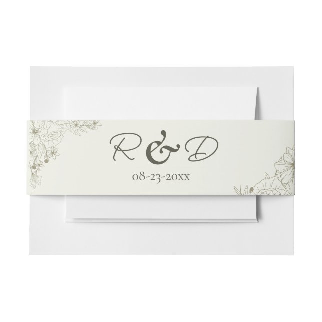 Cintas Para Invitaciones Minimalist Floral Wedding  (Anverso Ejemplo)