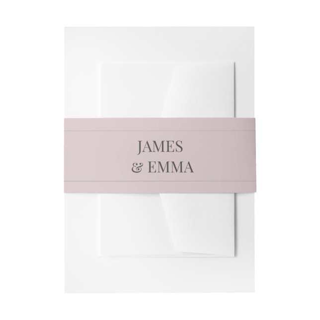 Cintas Para Invitaciones Minimalist Wedding Belly Band Dusky Rose (Anverso Ejemplo)