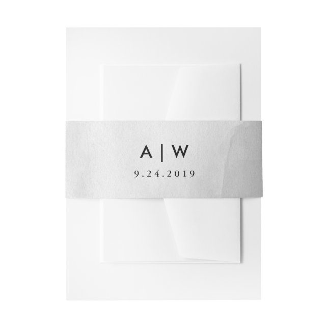 Cintas Para Invitaciones Minimalista acuarela gris moderna (Anverso Ejemplo)