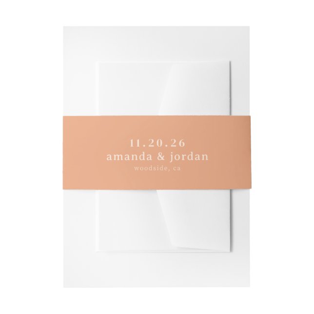 Cintas Para Invitaciones Minimalista de melocotón sofisticado (Anverso Ejemplo)