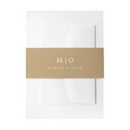 Cintas Para Invitaciones Minimalistic Gold Monogram Wedding Invitation