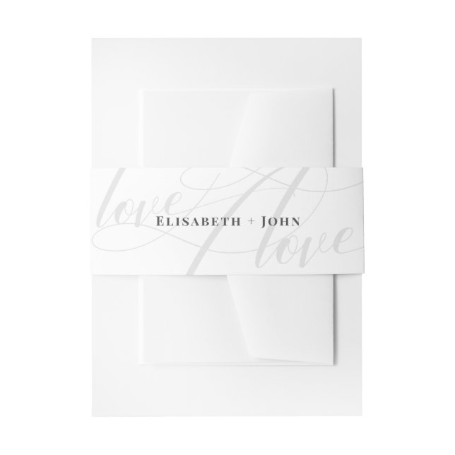 Cintas Para Invitaciones Minimalistic White & Grey Calligraphy Chic Wedding (Anverso Ejemplo)