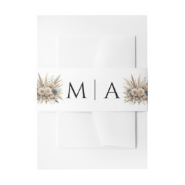 Cintas Para Invitaciones Mínimo Chic Azul Polvoriento Blanco Monograma Pamp