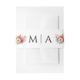 Cintas Para Invitaciones Mínimo Chic Terracota Blanco Florales Monograma