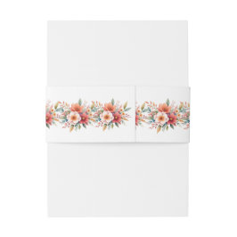 Cintas Para Invitaciones Mínimo Chic Terracota Blanco Florales Monograma