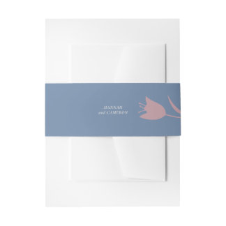 Cintas Para Invitaciones Mínimo Moderno Floral Rosa y Azul Polvo