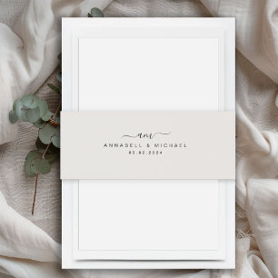 Cintas Para Invitaciones Mínimo, monograma, letra de escritura a mano, Boda