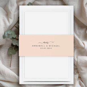 Cintas Para Invitaciones Mínimo, monograma, letra de escritura a mano, Boda
