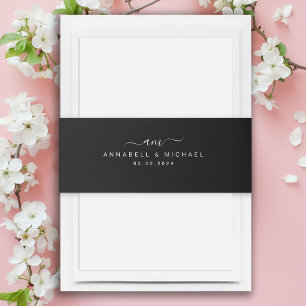 Cintas Para Invitaciones Mínimo, monograma, letra de escritura a mano, Boda