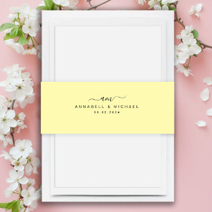 Cintas Para Invitaciones Mínimo, monograma, letra de escritura a mano, Boda