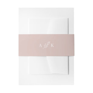 Cintas Para Invitaciones Mínimo Personalizado de hoja botánica Monograma Bl