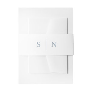 Cintas Para Invitaciones Mínimo y Chic Monograma Blanco y Azul Polvo
