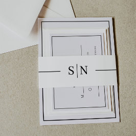 Cintas Para Invitaciones Mínimo y lineal | Monograma negro y blanco