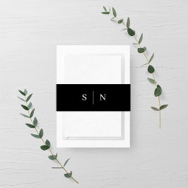 Cintas Para Invitaciones Mínimo y Moda | Monograma negro y blanco