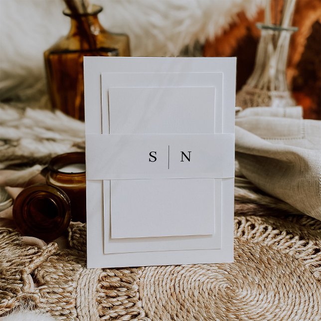 Cintas Para Invitaciones Mínimo y Moda | Monograma negro y blanco (Subido por el creador)