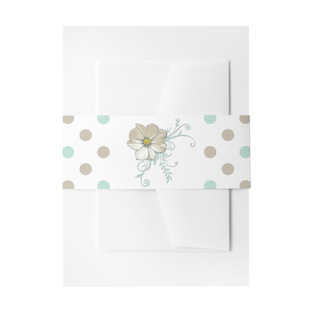 Cintas Para Invitaciones MINT BISQUE DOTS STRIPE BANDA Belly (Anverso Ejemplo)