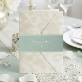 Cintas Para Invitaciones Mint Gold Velvet Wedding Invitation