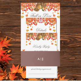 Cintas Para Invitaciones Mocha Monograma Boda de otoño