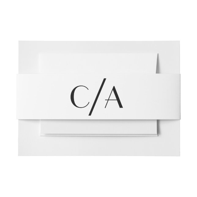 Cintas Para Invitaciones Moda Art Deco Boda Monograma Blanco Negro (Anverso Ejemplo)