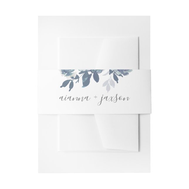 Cintas Para Invitaciones Moda Azul Floral Boda Belly de invitación (Anverso Ejemplo)