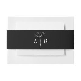 Cintas Para Invitaciones Moda blanca negra Monograma Acento floral Inicial