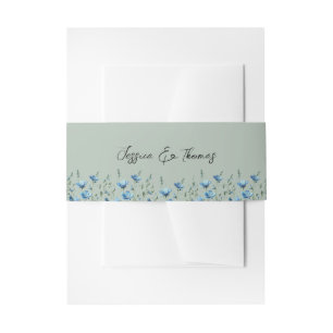 Cintas Para Invitaciones Moda Blue Boho Flores salvajes Sage Green Boda