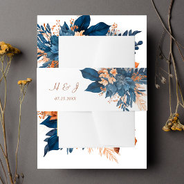 Cintas Para Invitaciones Moda Boda de monograma de óxido índigo