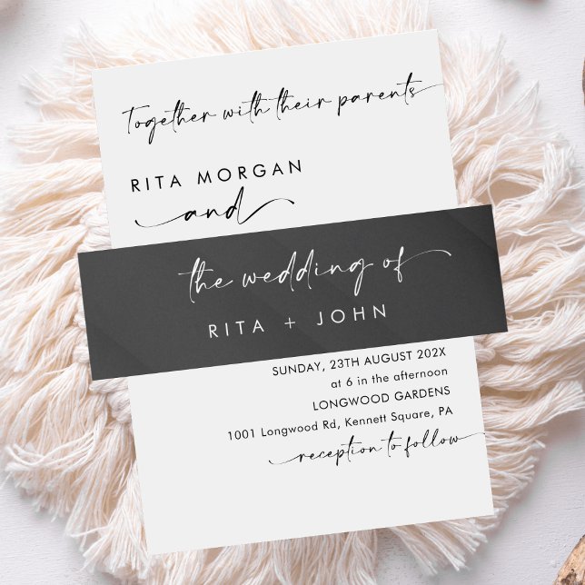 Cintas Para Invitaciones Moda Boda negro y blanco moderno (Subido por el creador)