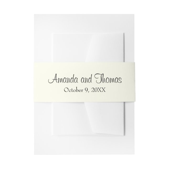 Cintas Para Invitaciones Moda caligrafía boda de marfil (Anverso Ejemplo)