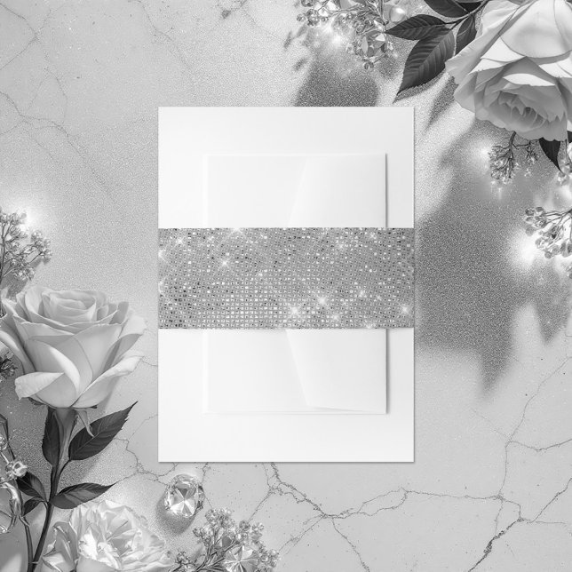 Cintas Para Invitaciones Moda Faux Purpurina Sparkling Diamonds Bridal Show (Chic Faux Glitter Diamonds Margarita Bridal Shower Invitation Belly Band)