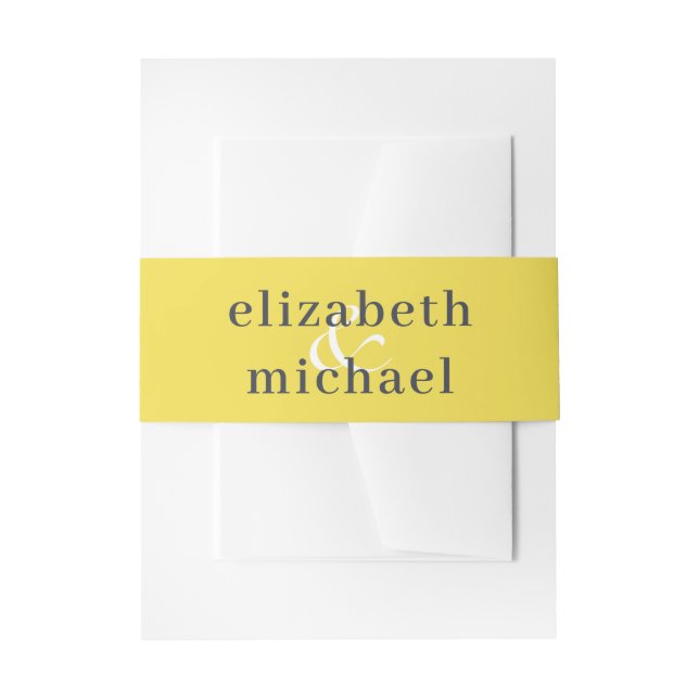 Cintas Para Invitaciones Moda moderna elegante banda Belly azul amarillo (Anverso Ejemplo)