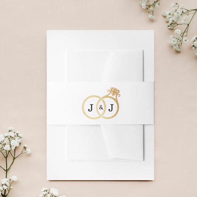 Cintas Para Invitaciones Moda Relieve metalizado dorado falso Monograma Bod (Subido por el creador)