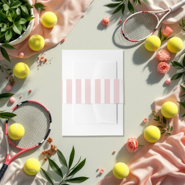 Cintas Para Invitaciones Moda Rubor Club Social Rosa Stripe Rosa (Chic Blush Pink Social Club Pink Stripe Invitation Belly Band)