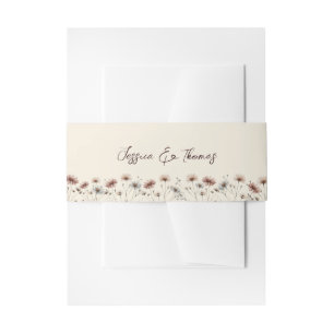 Cintas Para Invitaciones Moda Rustic Boho Wildflowers Cream Boda