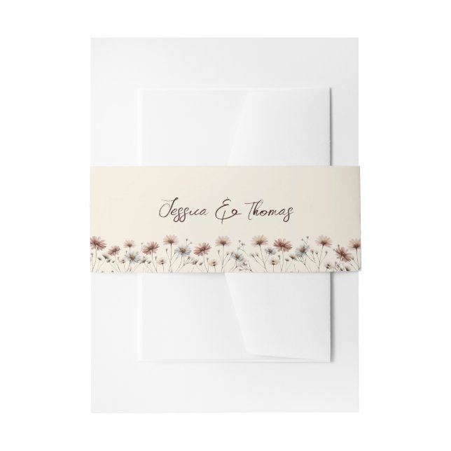 Cintas Para Invitaciones Moda Rustic Boho Wildflowers Cream Boda (Anverso Ejemplo)