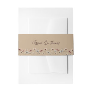 Cintas Para Invitaciones Moda Rustic Boho Wildflowers Mocha Tan Boda