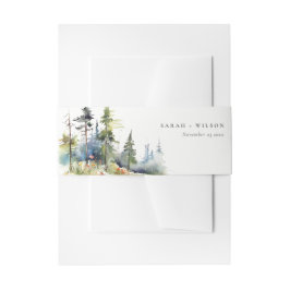 Cintas Para Invitaciones Moda Watercolor Pine Forest Landscape Boda