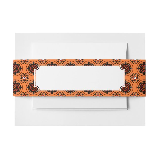 Cintas Para Invitaciones Modelo anaranjado de Suzani (Anverso Ejemplo)