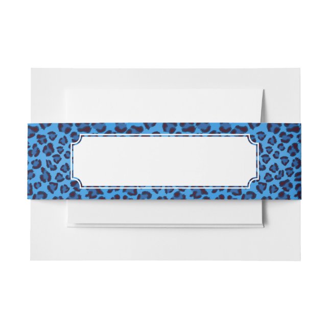 Cintas Para Invitaciones modelo azul de la textura del leopardo (Anverso Ejemplo)