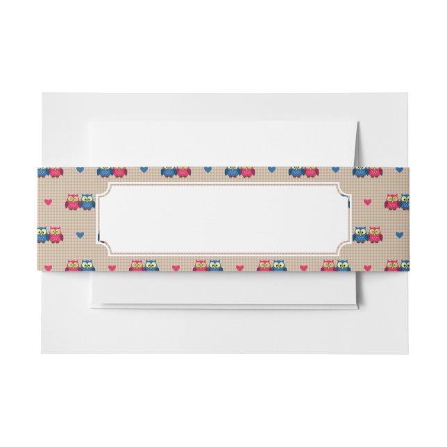 Cintas Para Invitaciones Modelo comprobado con los búhos del amor (Anverso Ejemplo)