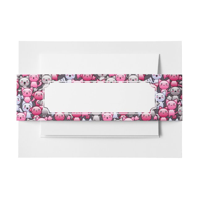 Cintas Para Invitaciones modelo con los gatos lindos 2 del doodle del (Anverso Ejemplo)