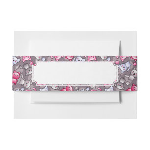 Cintas Para Invitaciones modelo con los gatos lindos del doodle del kawaii