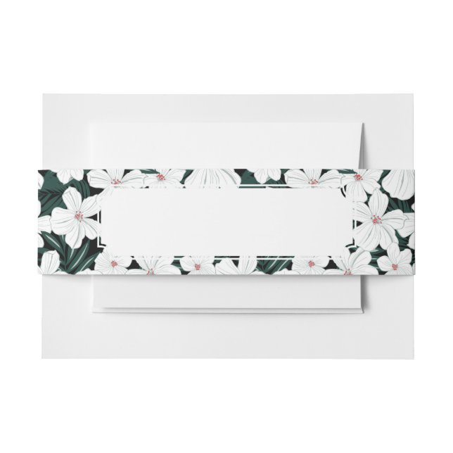 Cintas Para Invitaciones Modelo de flores tropical blanco (Anverso Ejemplo)
