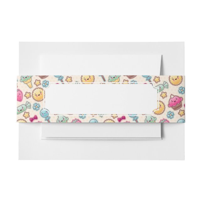 Cintas Para Invitaciones Modelo del niño de Kawaii con doodles lindos (Anverso Ejemplo)