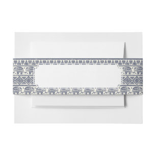 Cintas Para Invitaciones Modelo étnico azul del elefante